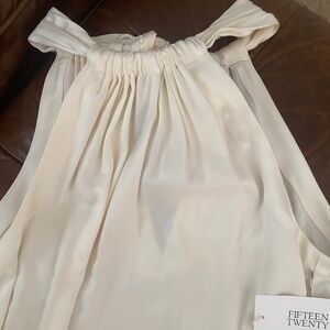 Ivory Silk Halter Top with Tie